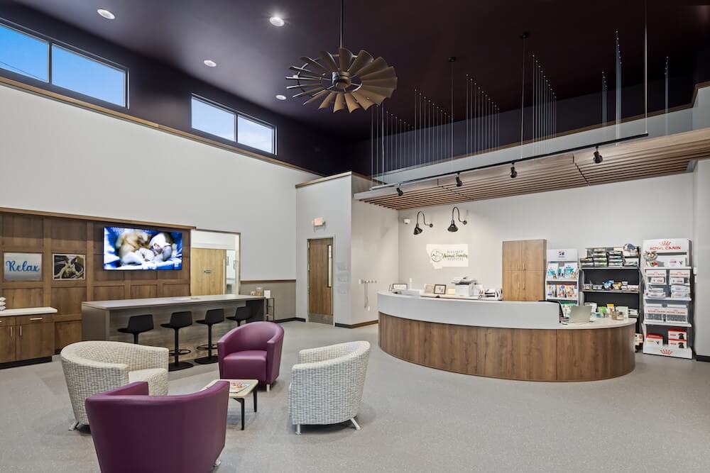 inside the renovated reception area